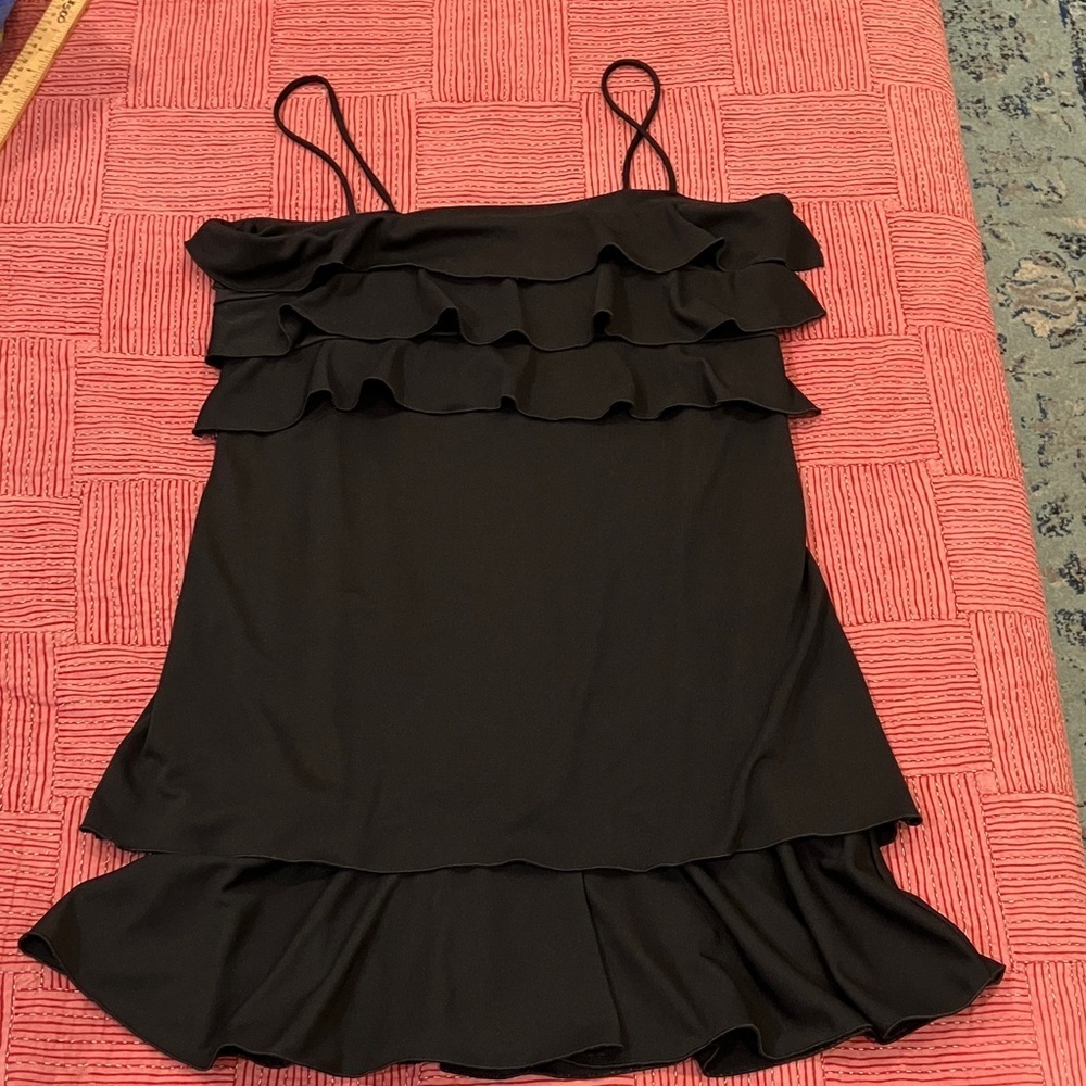Vintage made in Canada XL Elegant Black Ruffle Mini Dress women’s